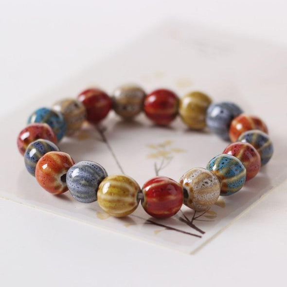 Glaze beads ceramic jewelry ethnic style bracelet