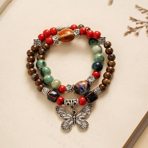 Glaze beads ceramic jewelry ethnic style bracelet