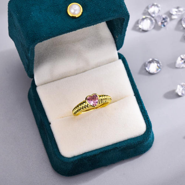 Love Light Pink Champagne Zircon Open Ring for Women