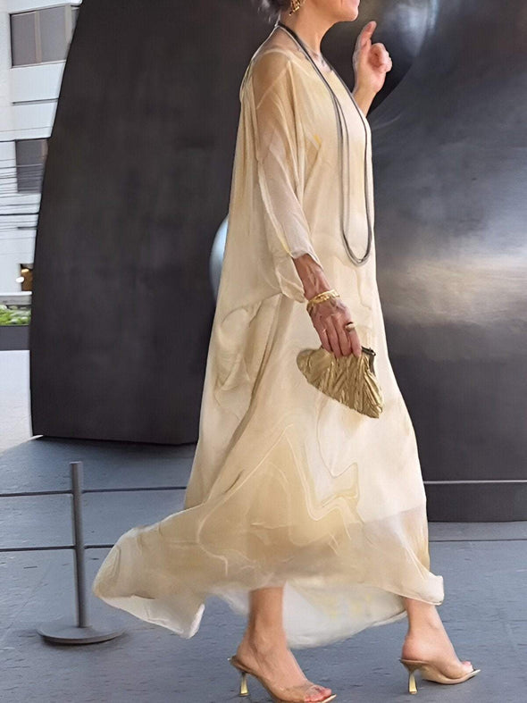 Women's elegant chiffon print dress