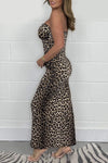 Leopard print slit long dress
