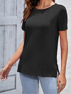 Round Neck Casual Solid Color Top