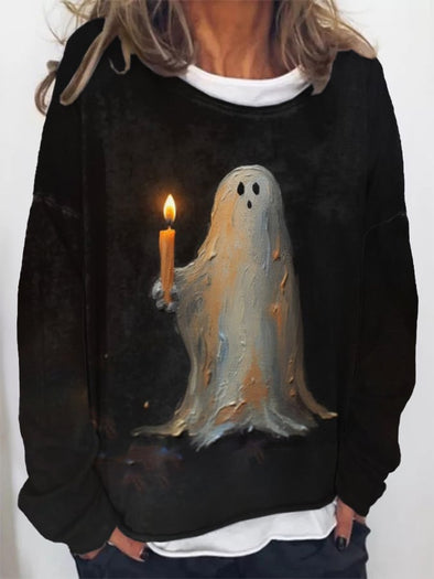 Women's Halloween Ghost Print Sweatshirt