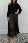 Women's solid color Long Sleeve Jumper & Pleated Bottom Dress