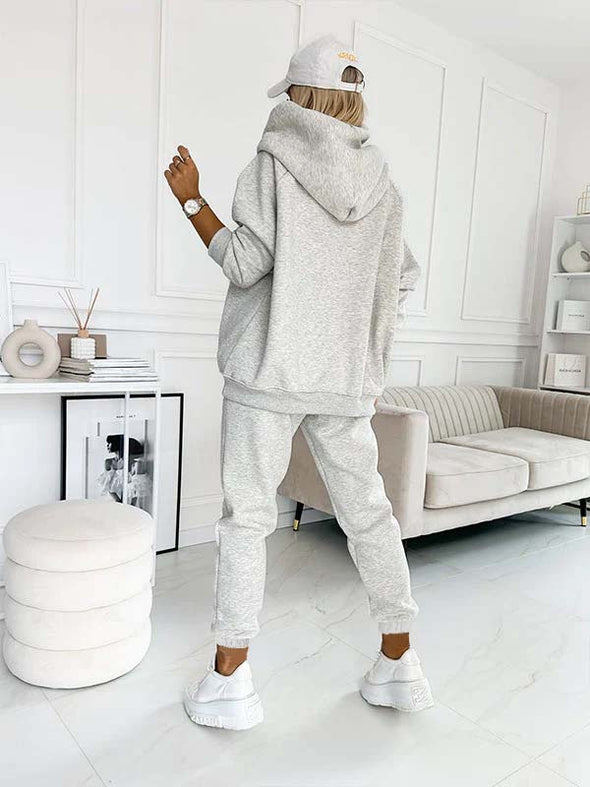 Women's Fashion Solid Color Hoodie and Long Pants Suit