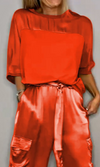 Women's Smooth Satin Half-sleeved Top and Pant purchased separately
