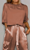 Women's Smooth Satin Half-sleeved Top and Pant purchased separately