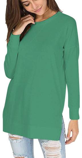 Round Neck Casual Solid Color Top