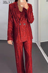 Women's Fashion Sequined Jacket & Pants Two-piece Set