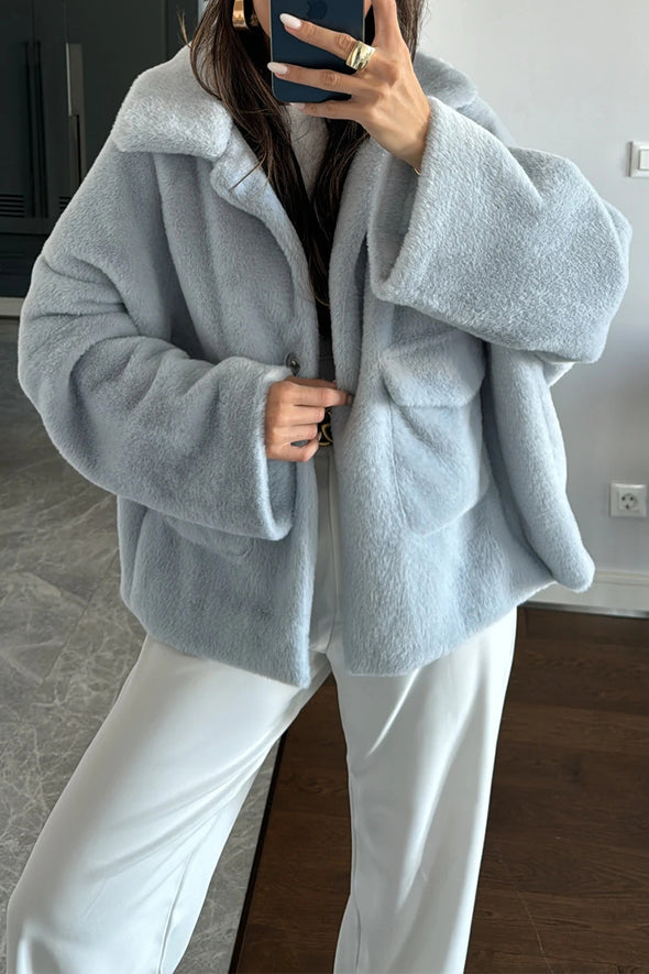 Women's Casual Lapel Single-breasted Faux Fur Winter Coat