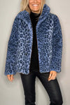 Women's Fashionable Leopard Lapel Faux Fur Winter Coat