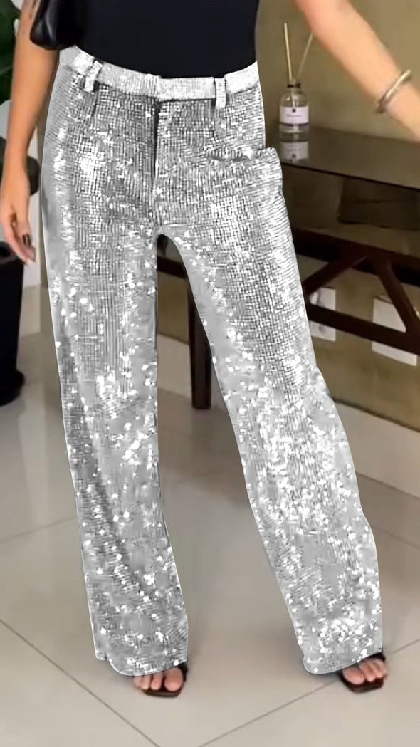 Women's Rhinestone Casual Straight Pants