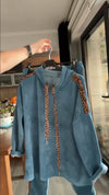 Women's Hooded Leopard Print Casual Corduroy Suit