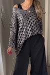 Women's Fashion Casual V-Neck Hollow Knit Blouse