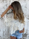 Women's Round Neck Floral Lace Casual Top