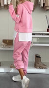 Women's Hooded Patchwork Casual Sweatshirt Suit