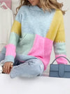 Women's Hooded Contrast Color Stitching Casual Sweater