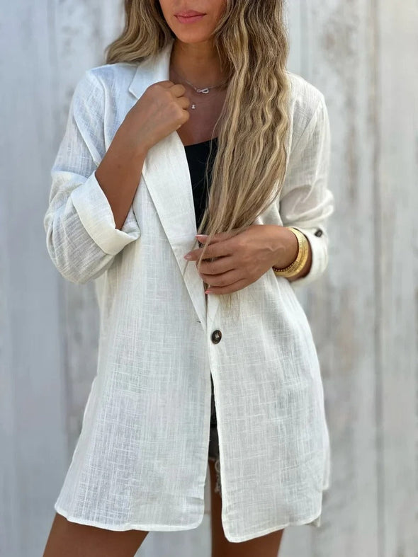 Women's Lapel Casual Cotton and Linen Jacket