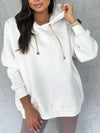 Women's Hooded Chain Drawstring Design Casual Sweatshirt