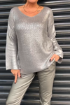 Women's Spring Casual Comfortable V-Neck Gold Stamping Knitted Sweater