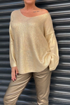 Women's Spring Casual Comfortable V-Neck Gold Stamping Knitted Sweater