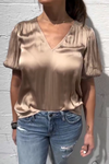 Women's Casual Solid Color V-Neck Glossy Satin Top