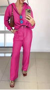 Women's Lapel Cotton and Linen Casual Suit