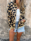 Women's Round Zipper Leopard Print Casual Top