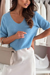 Women's Casual V-neck Solid Color Sweater