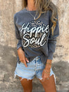 Women's Round Neck Letter Print Casual Sweatshirt