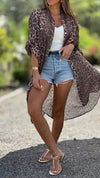 Women's Leopard Print Button Casual Long Cardigan