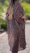 Women's Leopard Print Button Casual Long Cardigan