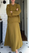 Women's Round Neck Knitted Top + A-line Skirt Suit