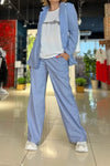 Women's Spring Casual Solid Color Loose Lapel Suit Two-piece Set