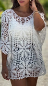 Women's Casual Holiday Solid Color Crewneck Lace Cut-out Cover-up