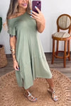 Women's Casual Round Neck Solid Color Loose Dress