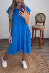 Women's Casual Round Neck Solid Color Loose Dress