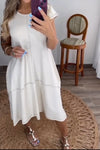 Women's Casual Round Neck Solid Color Loose Dress