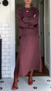 Women's Round Neck Knitted Top + A-line Skirt Suit