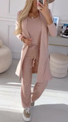 Women's Round Neck Textured Comfortable Casual Three-piece Suit