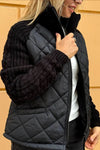 Women's Casual Solid Color Knitted Patchwork Zipped Jacket