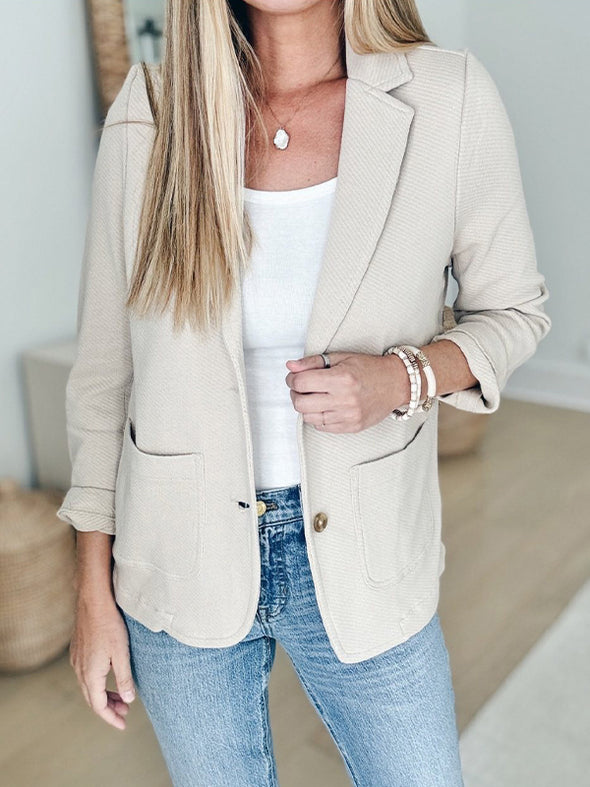 Women's Lapel Button Casual Jacket