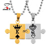 king queen simple puzzle couple pendant necklace