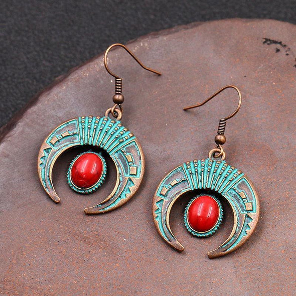 Crescent Simple Personality Accessories with Turquoise Earrings