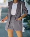 Women's Fashion Collar Open Front Blazer & Shorts Without Cami Top