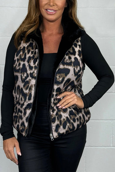 Women's Lapel Leopard Print Double-faced Vest Jacket Fashion Trends