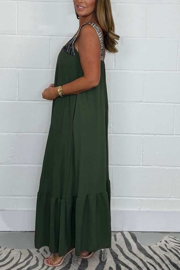 Embroidered Strap Maxi Dress