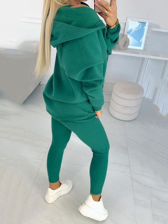 (S-5XL) Plus Size Casual and Comfortable Hooded Sweatshirt Three-piece Suit