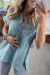 Women's V-neck Button Casual Tops