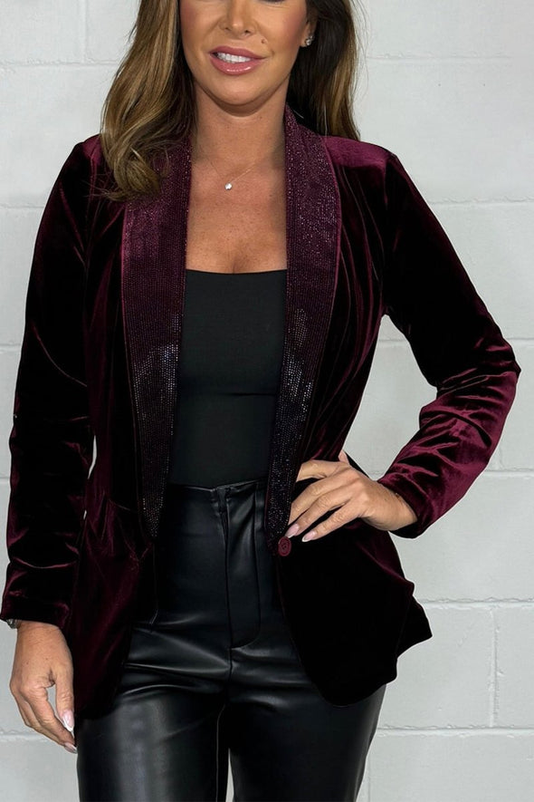 Women's Lapel Shiny Velvet Blazer Fashion Trends